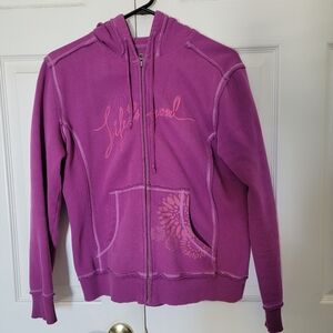 Life Is Good Women's Size Small Purplish Pink Full Zip Hooded Sweatshirt